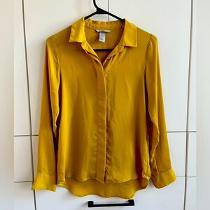 Mustard yellow silky dress shirt